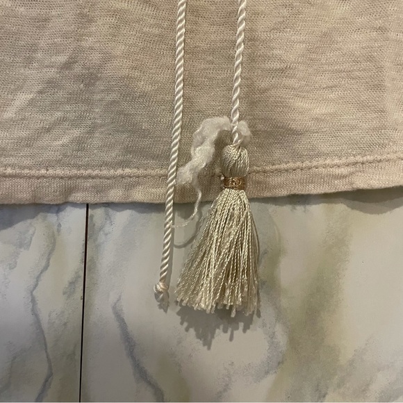 Highline collective 100% linen tee beige tan medium beads neutral short sleeve - Picture 6 of 11